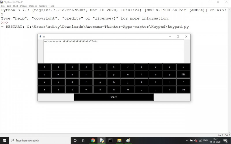 Python Program To Virtual Keyboard Using Python Tinkter - Kashipara