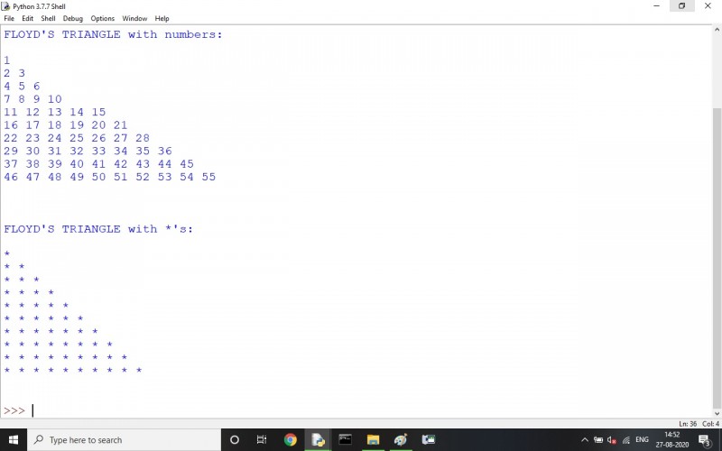 Python program to Flyod's Triangle - kashipara