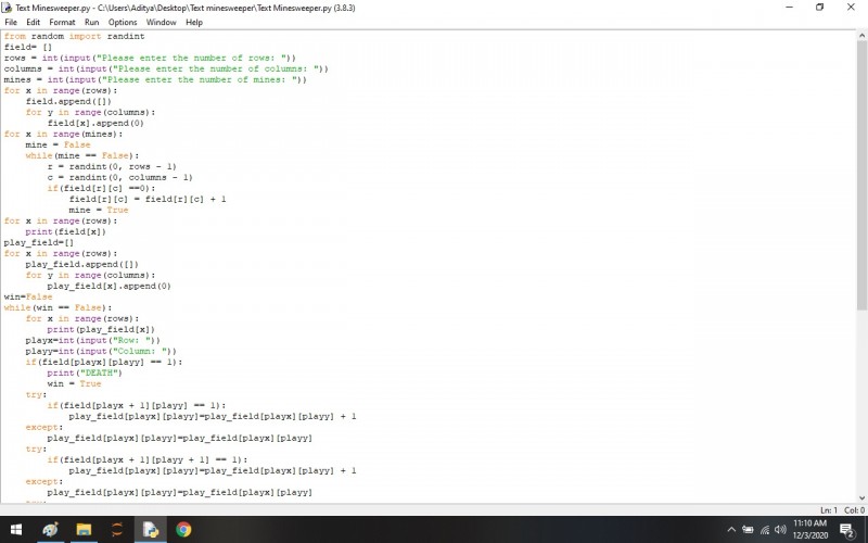 Python program to Text Minesweeper Using The Python - Tkinter - kashipara