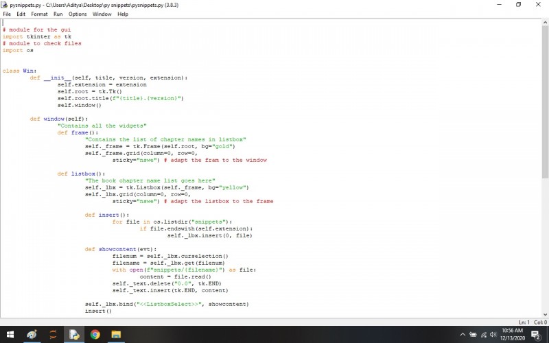 Python program to Python Snippets App Using The Python - Tkinter ...