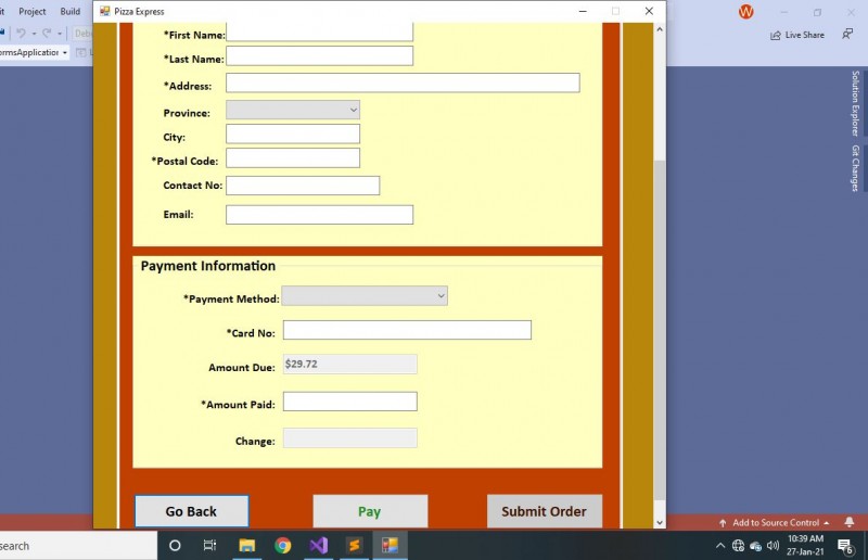 Download Pizza Ordering System Project In C# .net With Source Code And 