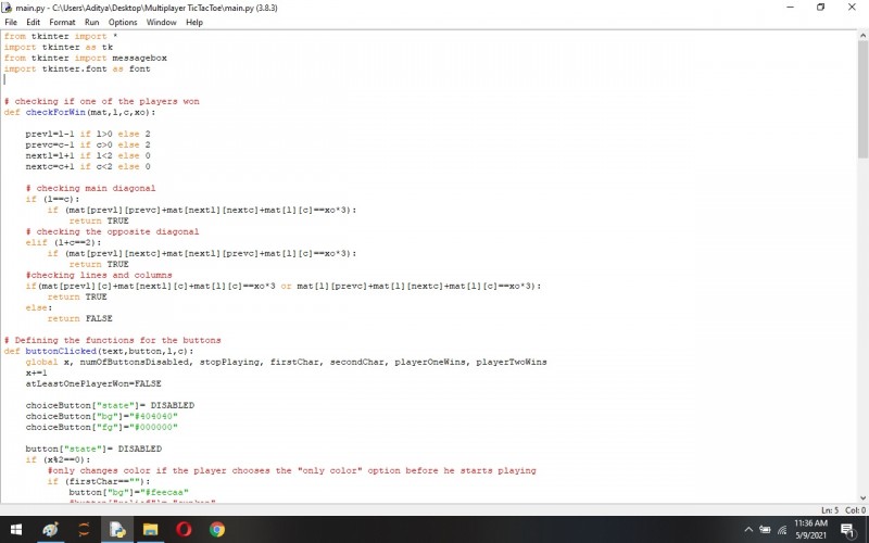 Python program to Multiplayer TicTacToe App Using The Python - Tkinter ...
