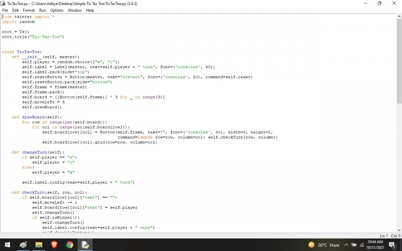Python program to Basic Simple Tic Tac Toe Using Python -Tkinter ...