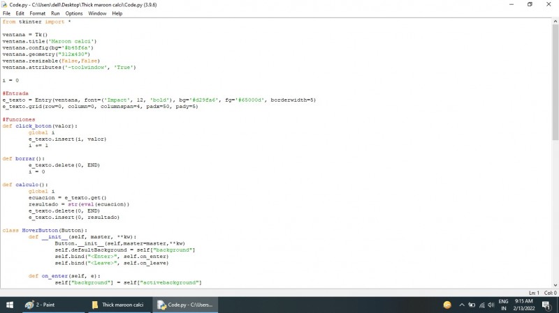 Python program to Basic Thick Maroon Calci Using The Python-tkinter ...