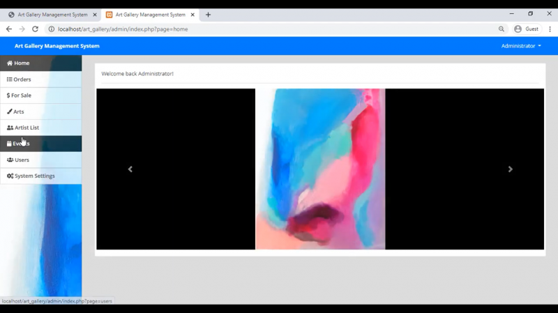 Art Gallery Management System Project In Php With Source Code And Report Kashipara